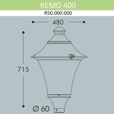 Уличный фонарь на столб Fumagalli Remo R50.000.000.AXD6L, Черный и Прозрачный, с лампой 1200Lm, 4000К