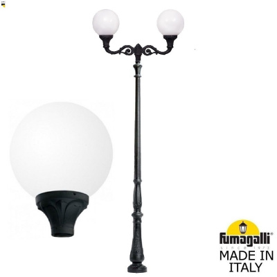 Парковый фонарь Fumagalli Tabor Adam/Globe 400 2L G40.205.M20.AYE27, Черный и Опал (молочный)