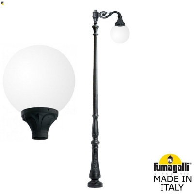 Парковый фонарь Fumagalli Tabor Adam/Globe 400 1L G40.205.M10.AYE27, Черный и Опал (молочный)