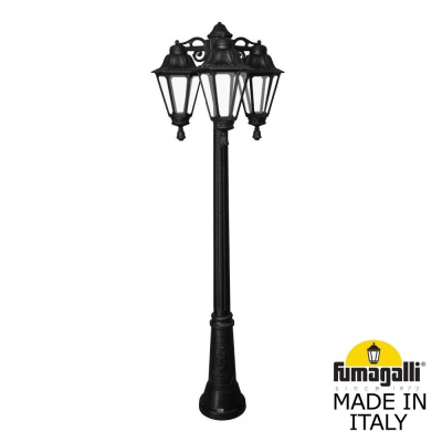 Садово-парковый фонарь Fumagalli Gigi Bisso/Rut 3L Dn E26.156.S30.AXF1RDN, Черный и Прозрачный