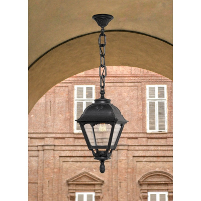 Подвесной уличный светильник Fumagalli Sichem/Cefa U23.120.000.AXF1L, Черный и Прозрачный, с лампой 800Lm, 4000К