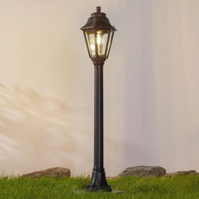 Садовый светильник-столбик Fumagalli Mizar.R/Anna E22.151.000.AXC1L, Черный и Прозрачный, с лампой 800Lm, 4000К